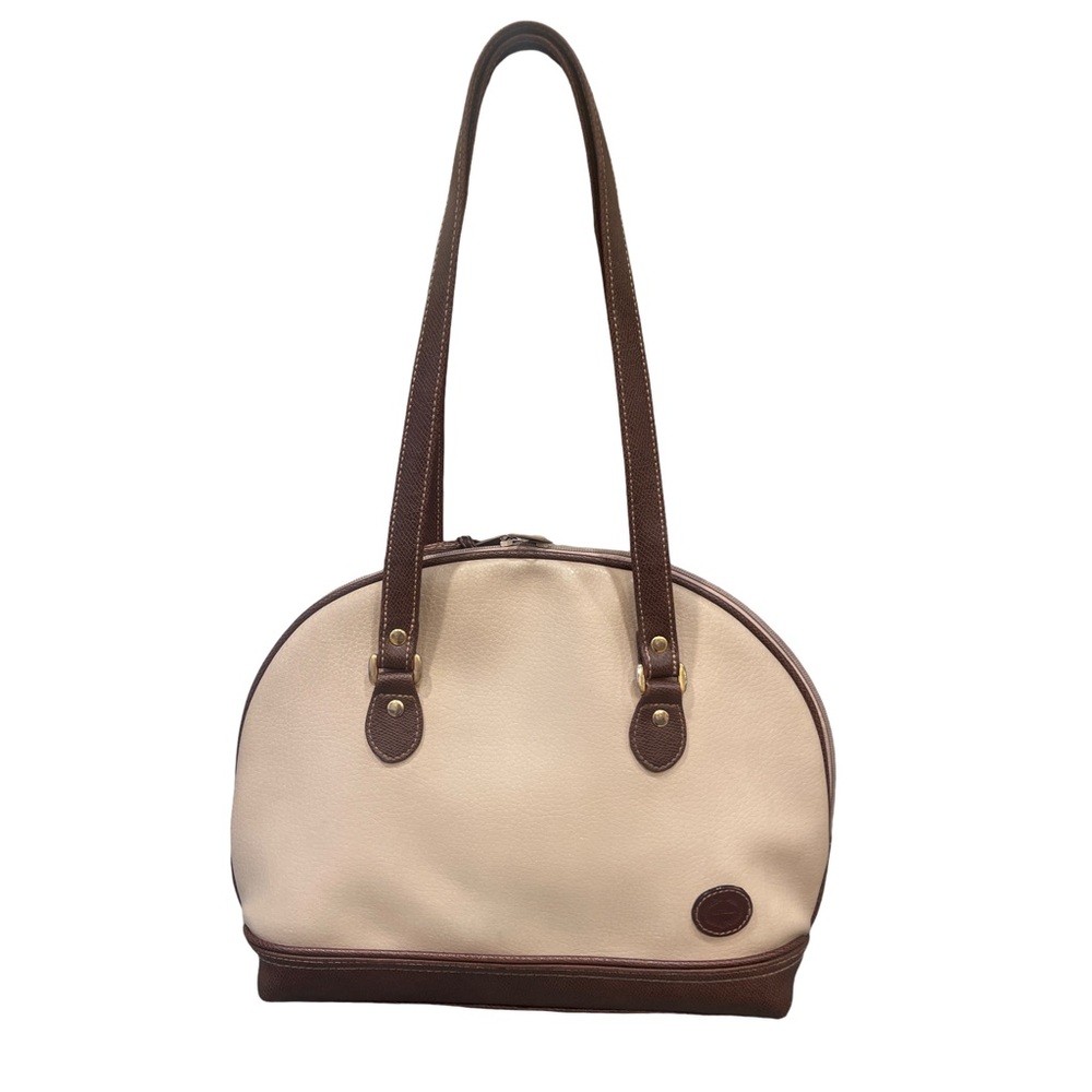 Vintage Vittoria Two-Tone Dome Satchel Bag – Cream & Chocolate Brown